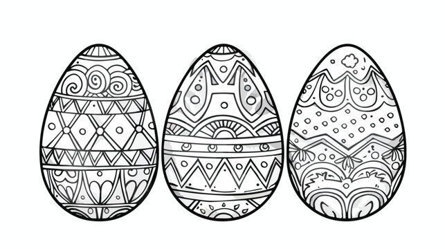Vector. Easter eggs with patterns and decorations. Ou