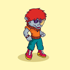 Fighter rino vector illustration for fabric, textile and print