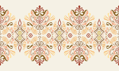 Hand draw Ikat floral paisley embroidery.Ikat ethnic oriental pattern traditional.Aztec style abstract vector illustration.great for textiles, banners, wallpapers, wrapping vector.