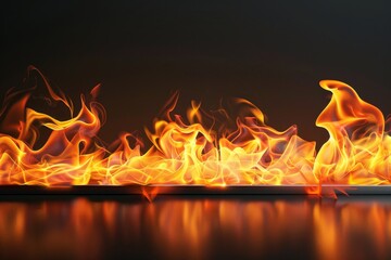 A long line of fire with a dark background