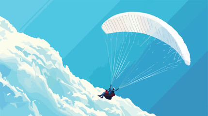 Vector illustration of hang gliding white deltaplane - obrazy, fototapety, plakaty