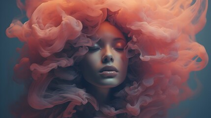 Captivating Cyborg Portrait Engulfed in Vibrant Swirling Smoke and Ethereal Energy Flares - Futuristic Digital Art