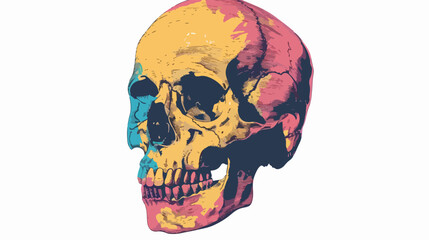 Vintage colorful human skull isolated on simple background