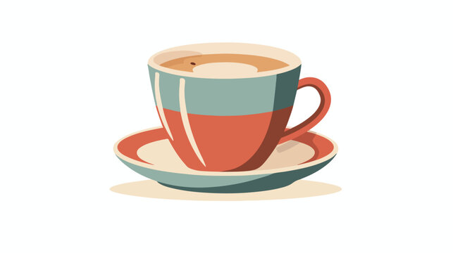 Vintage Style of Cup of Coffee on flat image  Flat vector