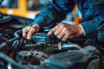Auto mechanic working in auto repair service. Car maintenance and repair concept