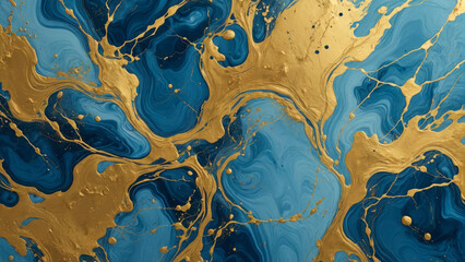 Abstract gold and blue marble texture