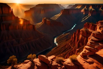 The canyon's beauty reaches its peak as the sun sets, creating a stunning nature scene.