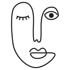 Abstract Face Line Art