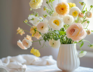 Obraz na płótnie Canvas A vase with flowers in it. Still life photography