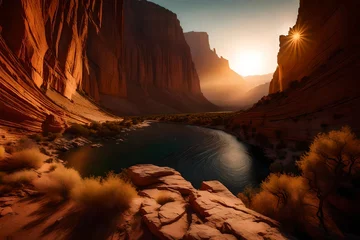  The canyon's beauty reaches its peak as the sun sets, creating a stunning nature scene. © colorful imagination