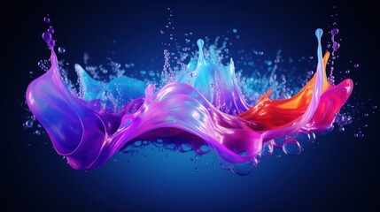 Water splashing against a vibrant neon light backdrop.