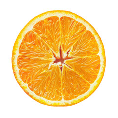 Close up of sliced orange on transparent background 