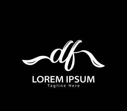Initial handwriting letter DF logo design. DF logo design. DF logo design vector template in black background.