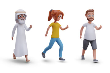 Set of women with raised hand. Female characters of various ages and races vote