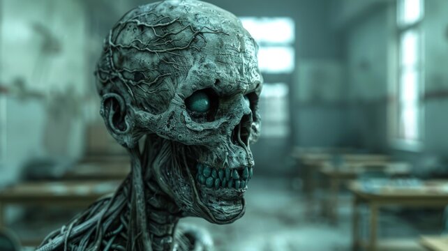 3D rendered of Zombie doing brain teasers to keep sharp