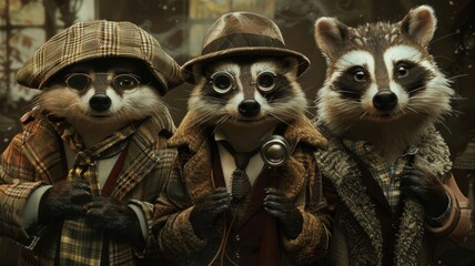 Badgers as detective solving the case of the missing earthworm - obrazy, fototapety, plakaty
