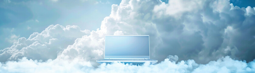 In the realm of cloud computing, laptops link to a vast digital network, harnessing collective knowledge and power.