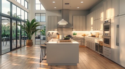 A modern kitchen with sleek appliances. Generative AI.