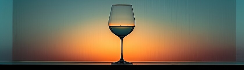 A stark, high-contrast image of a wine glass silhouette against a brightly lit, neutral background, the composition off-centered to allow a wide copy space