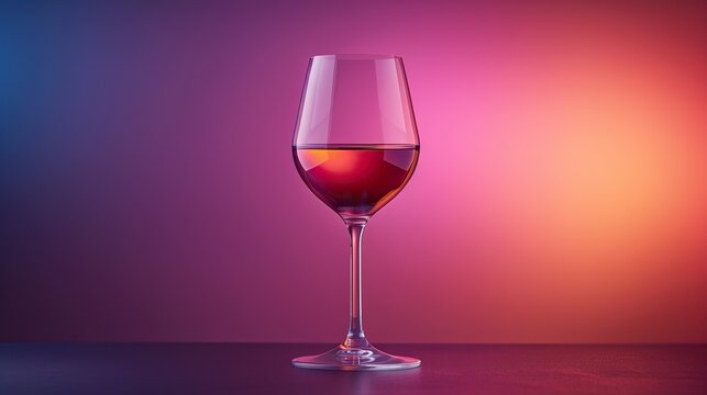 A side-lit profile of a sophisticated wine glass, the liquid's deep hue against a gradient background, transitioning from dark to light, providing a dramatic space for text.