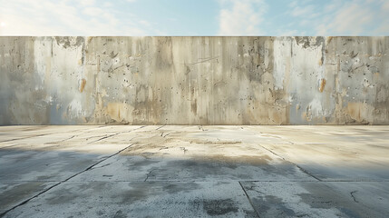 A large concrete wall with a large empty space in front of it