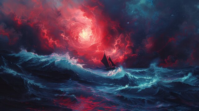 Navigating through a stormy red ocean to sunny blue ocean