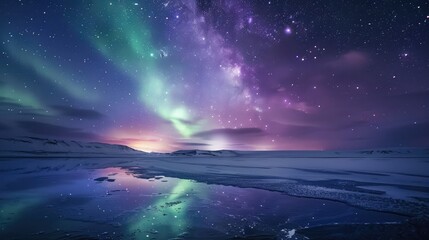 Fototapeta na wymiar Beautiful Aurora northern lights of the polar night, Northern Lights mesmerizing allure, Vibrant celestial colors dance across the night sky