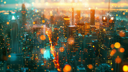 Dazzling City Lights Bokeh Effect at Night
