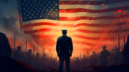 Poster for 4yh July US patriot veterans day background - obrazy, fototapety, plakaty