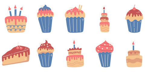 Cake Vector Illustration Set