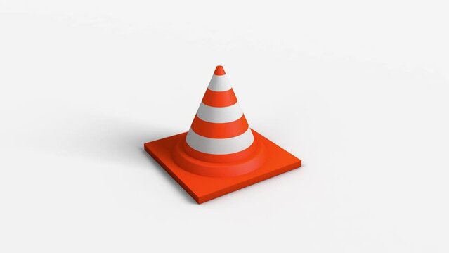 3d orange traffic cone on a white background