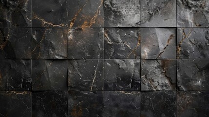 Black, dark, and gray abstract blocks marble texture background for display products wall...