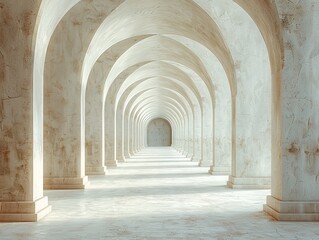 Fototapeta premium white neutral archway, diagonal composition wide shot, white neutral tones