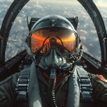 jet fighter pilot in a cockpit