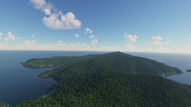 Andaman and Nicobar Islands - Aerial drone view of South Sentinel Island. India