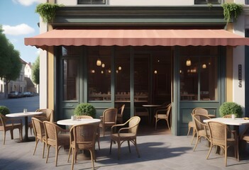 Fototapeta na wymiar 3D Model Charming Europeanstyle Cafe With Outdoor (1) 1