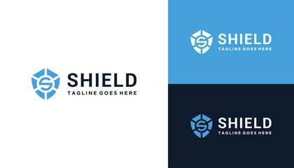 Initial Letter S Shield For Secret Strong Safe Badge Emblem Logo Design