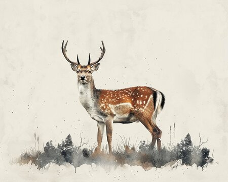 Handdrawn wildlife in the tranquil aesthetics of Japanese watercolor, a serene collection that brings the quiet majesty of the animal kingdom to life , high resolution DSLR, 8K, high detailed, super d
