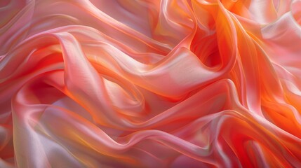 Fototapeta premium Light shines through silk fabric, its detailed hyperrealism and orange hue reflecting net art.