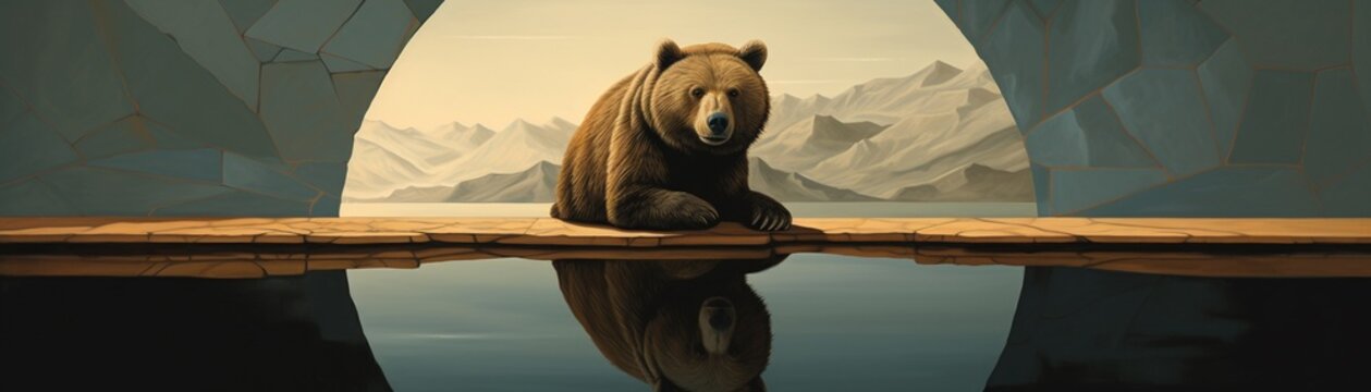 A bear gazes into the time mirror, aging gracefully , 3 DGC