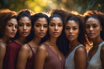 Obraz premium Portrait of diverse group of beautiful women with natural beauty and glowing smooth skin