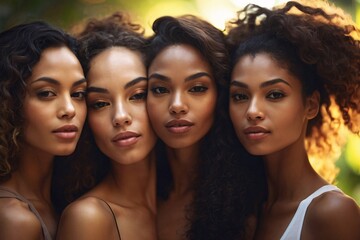 Obraz premium Portrait of diverse group of beautiful women with natural beauty and glowing smooth skin
