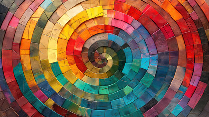 The art of patchwork involves stitching fabric of many colors. 3D illustration.