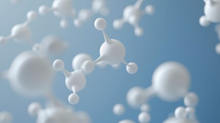 Abstract blue horizontal banner background with molecules. The model of the molecule, medicine and science concept background.