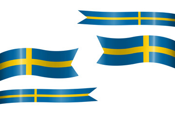 Fototapeta premium set of flag ribbon with colors of Sweden for independence day celebration decoration