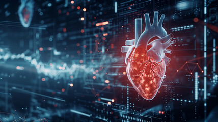 Human heart anatomy. Health, cardiology, cardiovascular diseases concept - obrazy, fototapety, plakaty