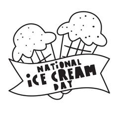 National ice cream day. Outline vector illustration on white background.
