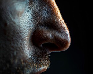 Closeup of a translucent nose bridge, hyperrealistic, clean and sharp detail, no contrast, professional color grading , hyperrealistic