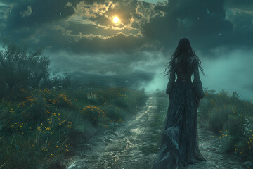Mystical Hecate, the goddess of witchcraft and magic, stands at the crossroads, guiding travelers...