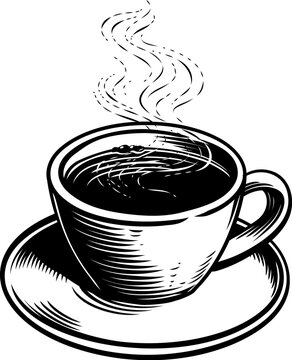 steaming coffee cup on saucer clip art preview